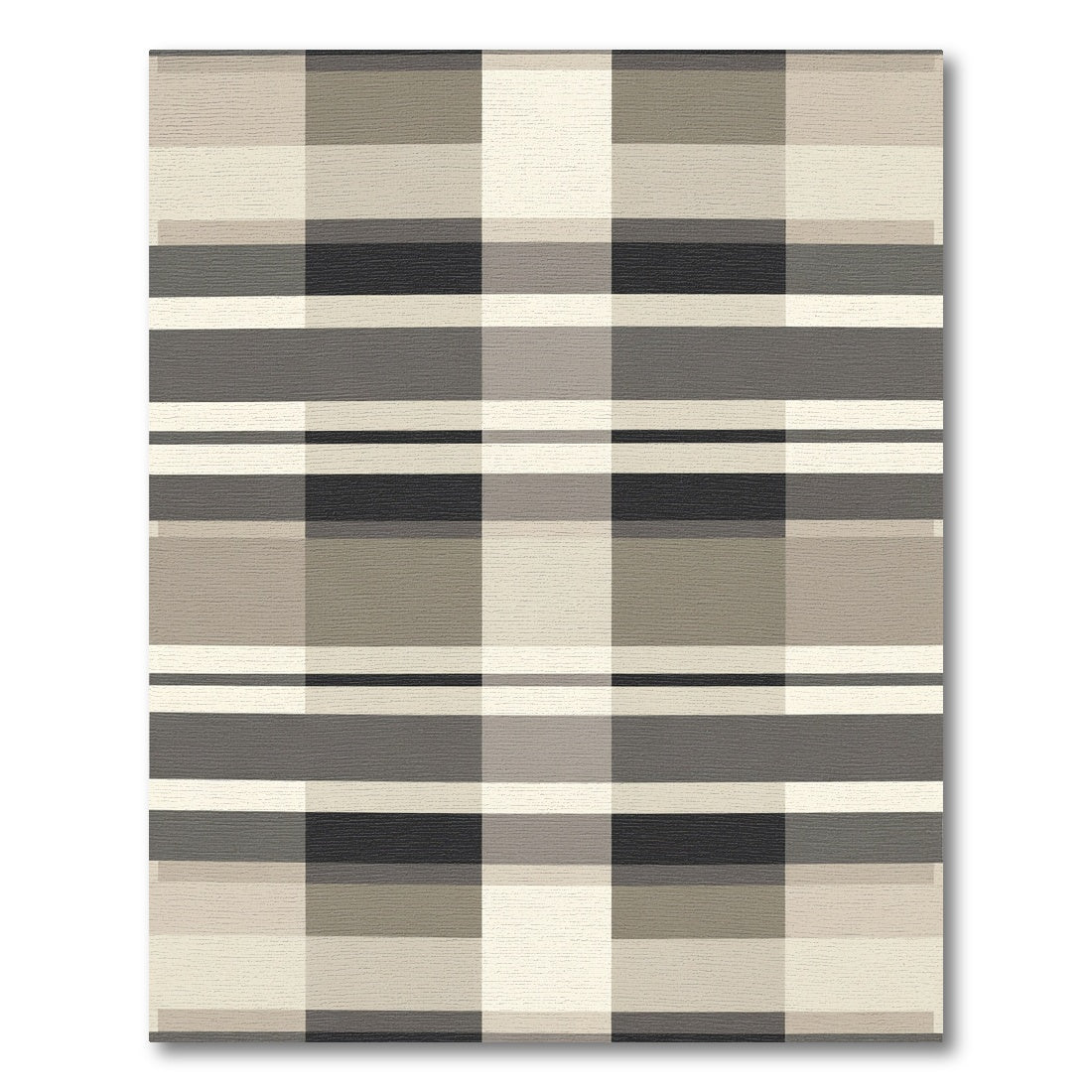 Monochromatic Plaid Geometric Squares Rug