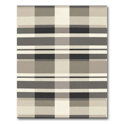 Monochromatic Plaid Geometric Squares Rug