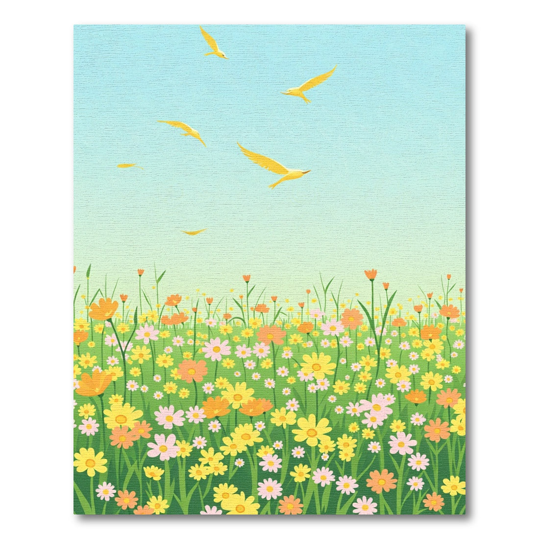 Spring Meadow with Flying Birds Rug