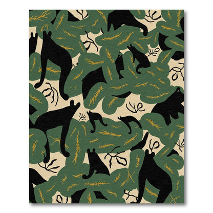 Black Bear In Forest Silhouette Rug