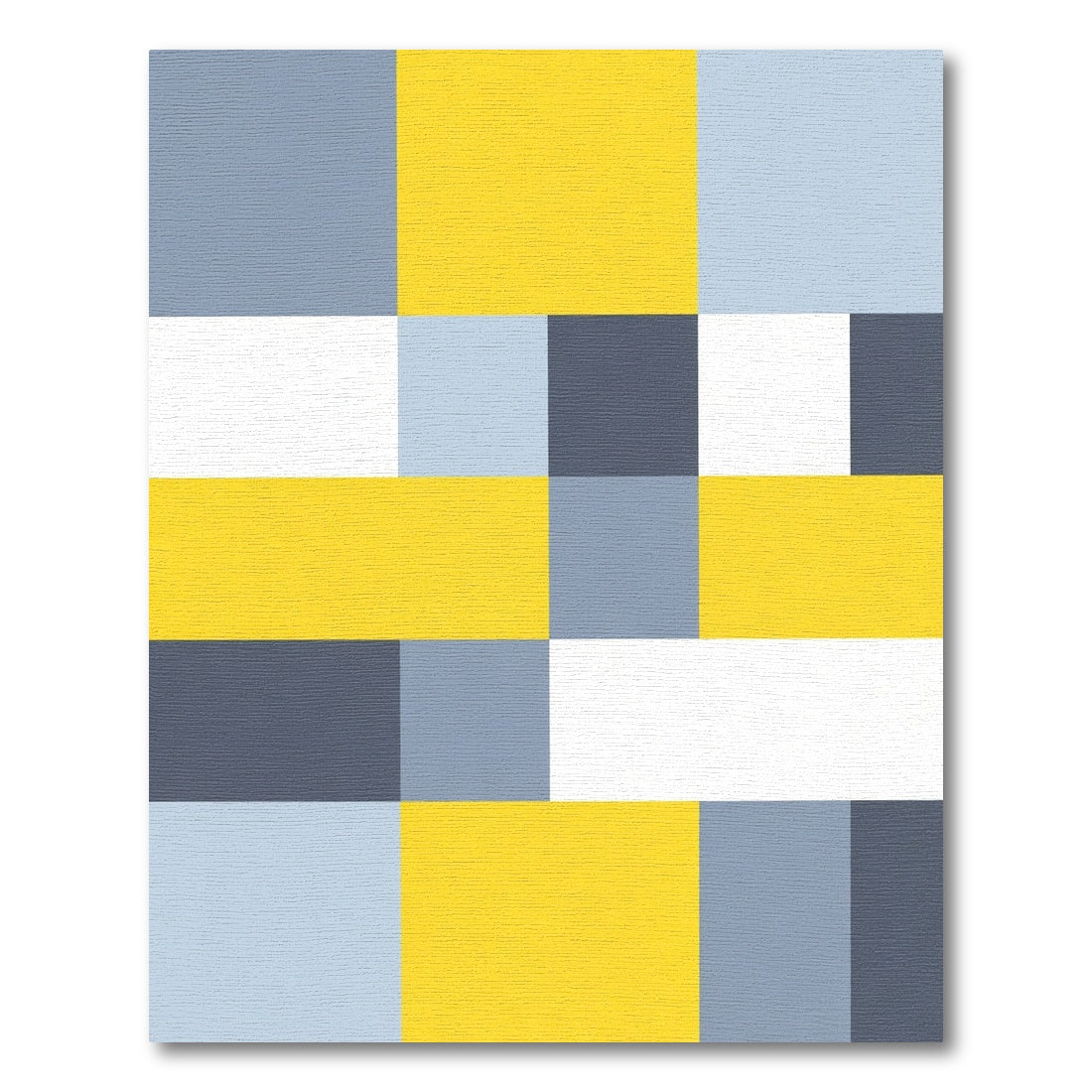 Modern Yellow Blue Gray Block Rug