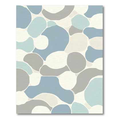 Abstract Pebbles Blue Gray White Rug