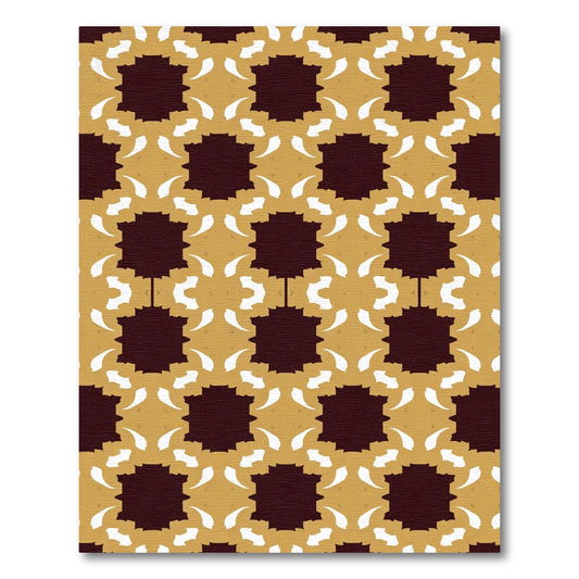 Maroon Ochre Floral Starburst Tile Rug
