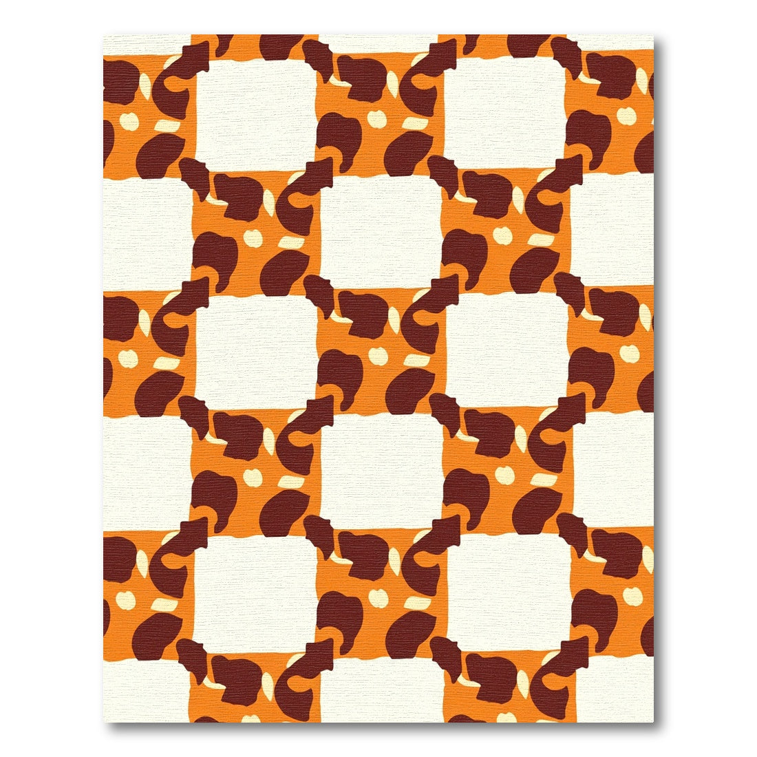 Groovy Orange Brown Checkerboard Spots Rug