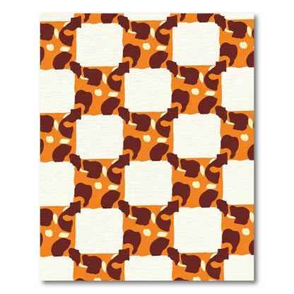Groovy Orange Brown Checkerboard Spots Rug