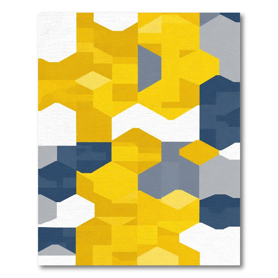Modern Yellow Geometric Hexagon Collage Rug