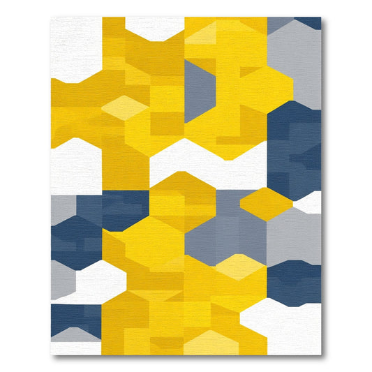 Modern Yellow Geometric Hexagon Collage Rug