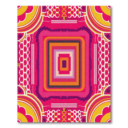 Vibrant Pink Octagon Concentric Medallion Rug