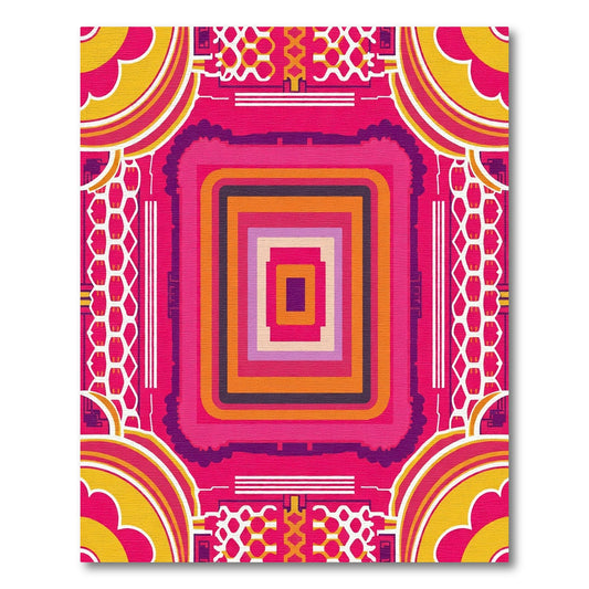 Vibrant Pink Octagon Concentric Medallion Rug
