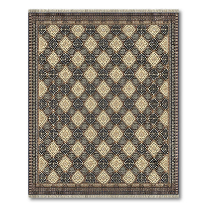 Brown Tan Traditional Diamond Area Rug