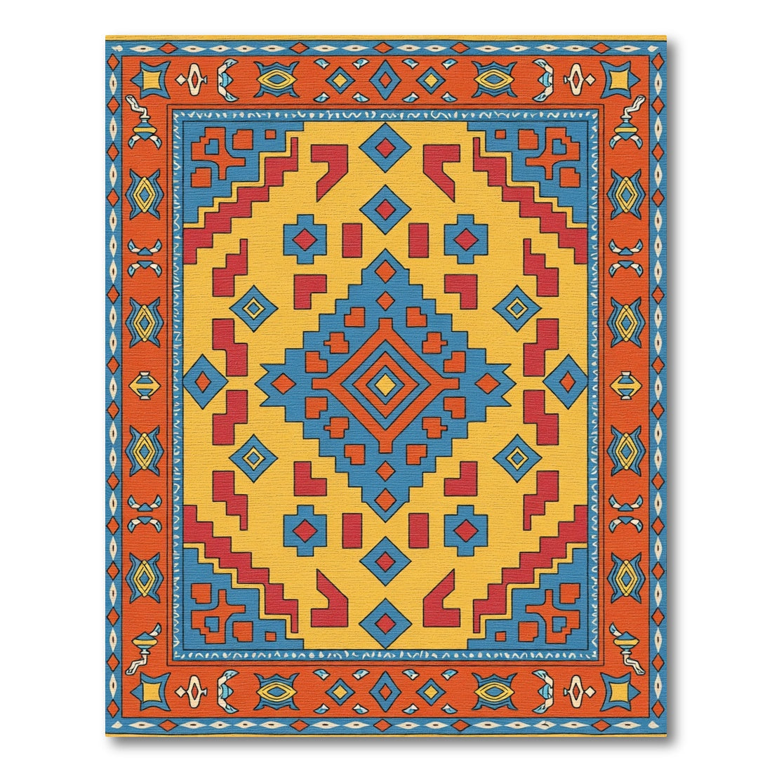 Bold Geometric Diamond Medallion Rug