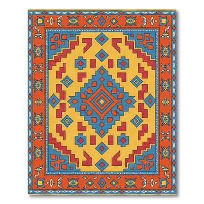Bold Geometric Diamond Medallion Rug