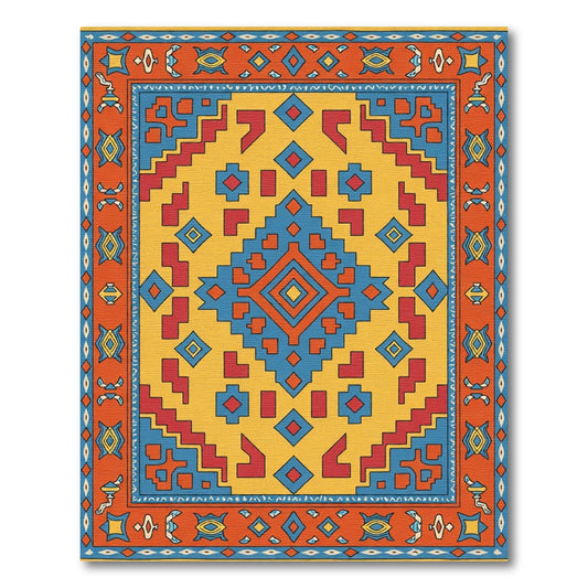 Bold Geometric Diamond Medallion Rug