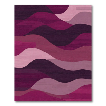 Wavy Magenta Landscape Abstract Rug