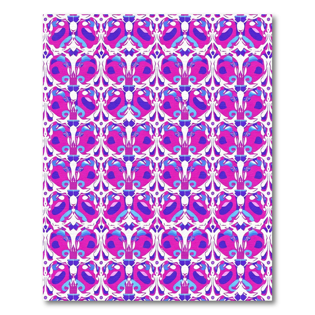 Vibrant Pink Blue Floral Medallion Rug