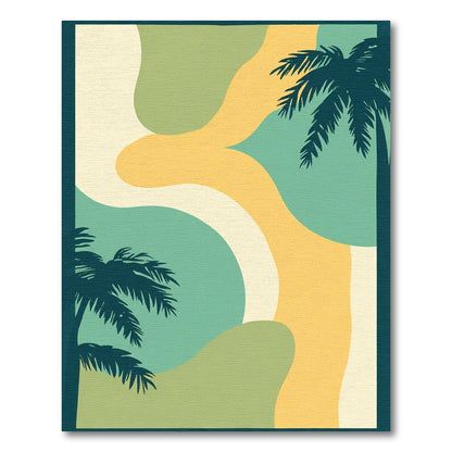 Coastal Palm Abstract Waves Rug