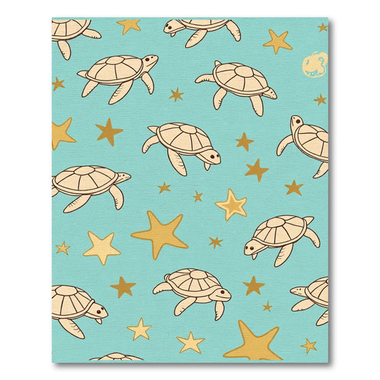 Beige Turtle Teal Starfish Rug