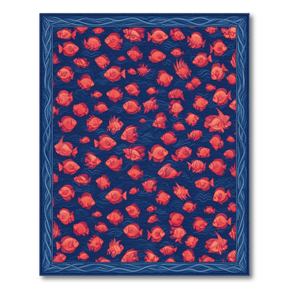 Blue and Teal Coastal Beach Blue Coastal Fish Area Rug
