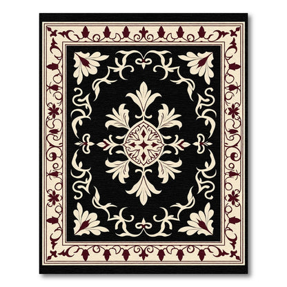 Crimson Cream Floral Baroque Rug