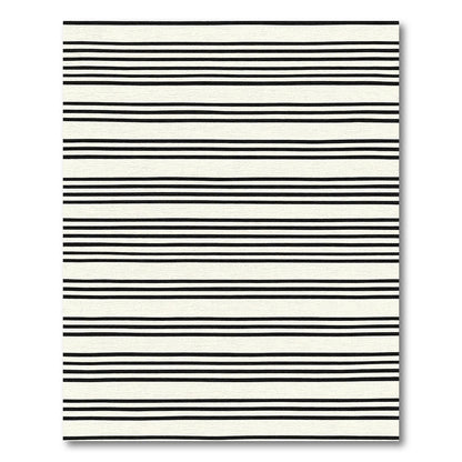 Modern Black Cream Striped Rug