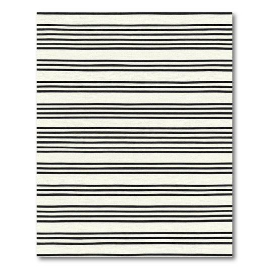 Modern Black Cream Striped Rug