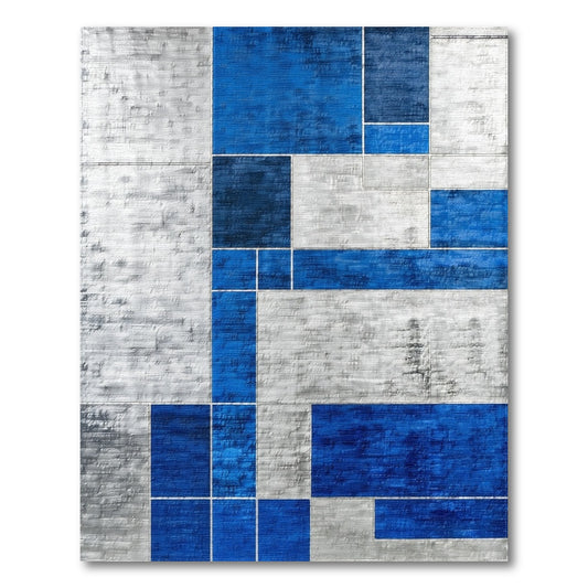 Blue Geometric Blue and Teal Area Rug