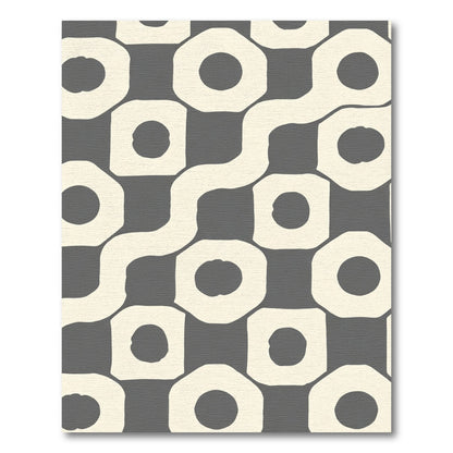 Modern Gray Cream Geometric Maze Rug