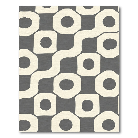 Modern Gray Cream Geometric Maze Rug