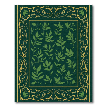 Emerald Green Leafy Border Rug
