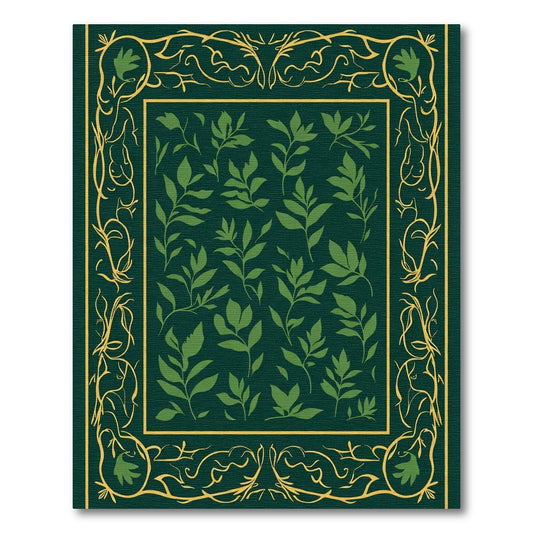 Emerald Green Leafy Border Rug