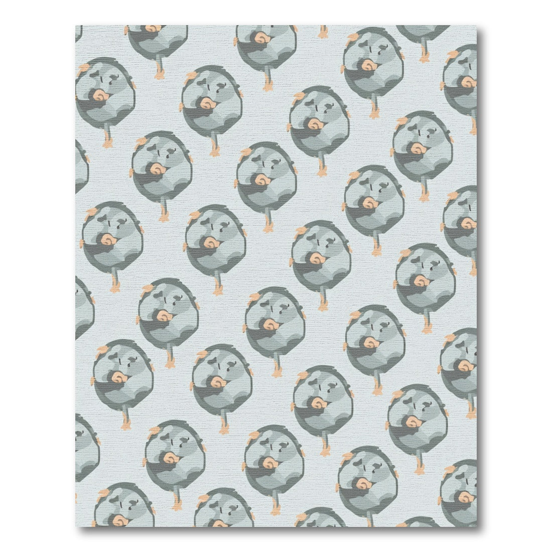 Cute Gray Bird Repeating Pattern Rug