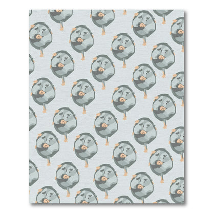 Cute Gray Bird Repeating Pattern Rug