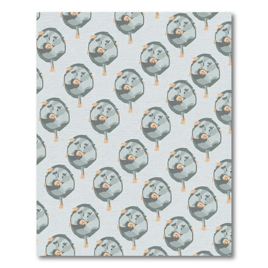 Cute Gray Bird Repeating Pattern Rug