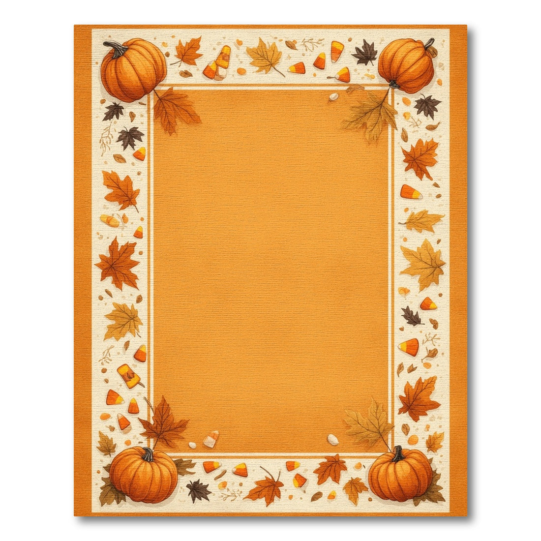 Orange Autumn Pumpkin Harvest Border Area Rug