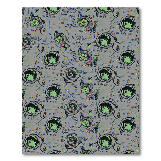 Vibrant Abstract Green Swirls and Faces Rug