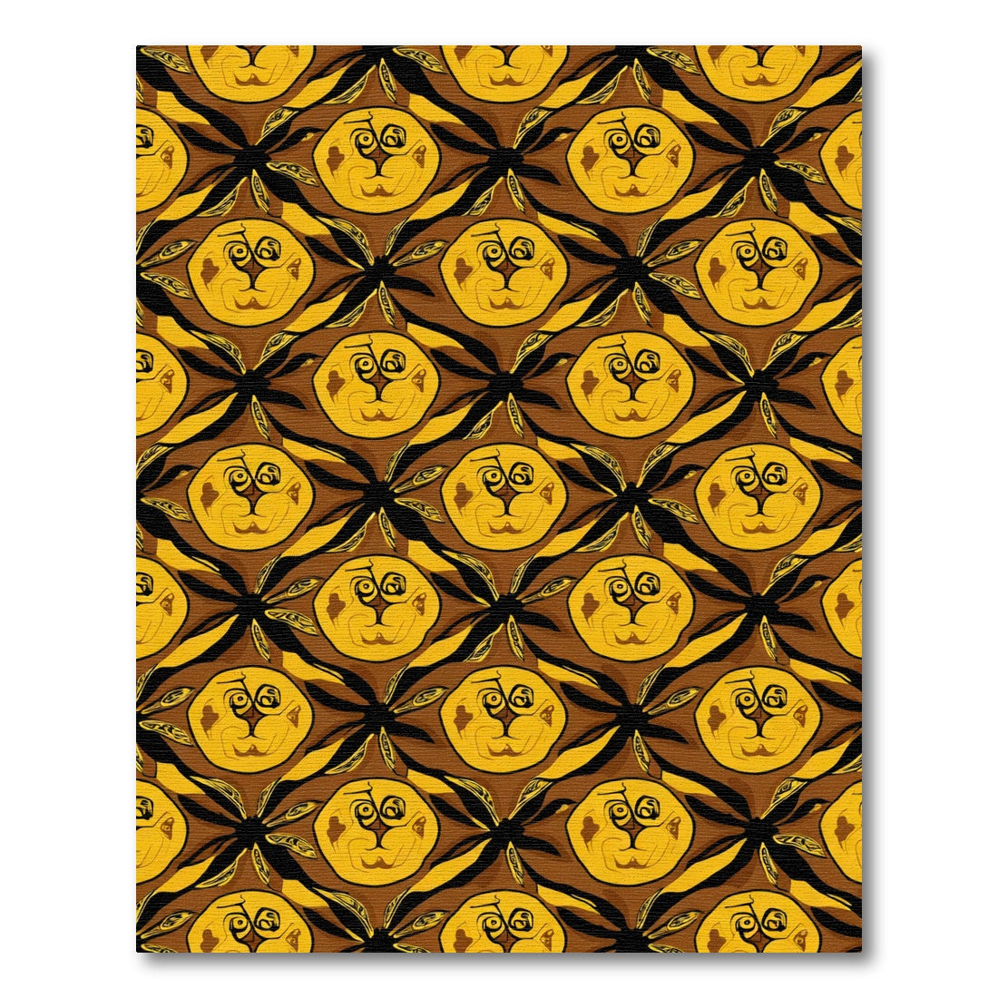 Amber Animal Face Floral Repeat Rug