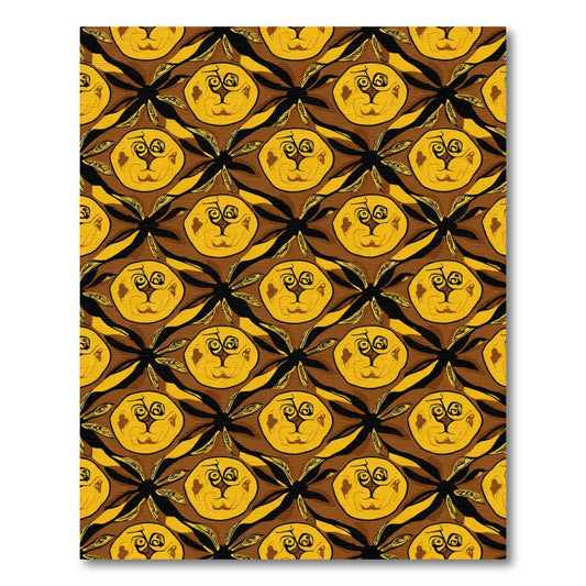 Amber Animal Face Floral Repeat Rug
