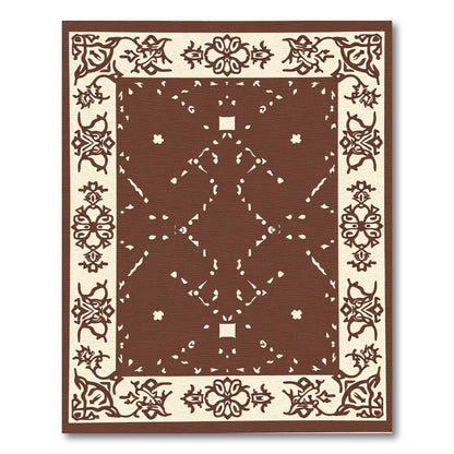 Ornate Cream Brown Diamond Mandala Rug