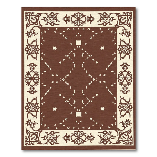 Ornate Cream Brown Diamond Mandala Rug