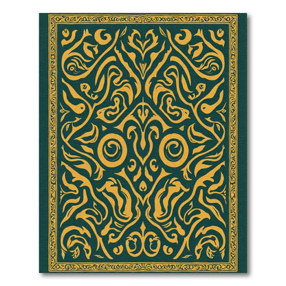 Emerald Golden Floral Symmetry Rug