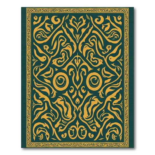 Emerald Golden Floral Symmetry Rug