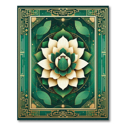 Floral Vintage Green Lotus Floral Area Rug