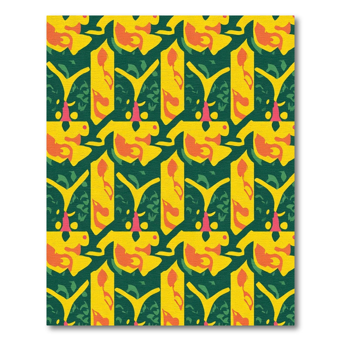 Golden Yellow Abstract Organic Forms Rug