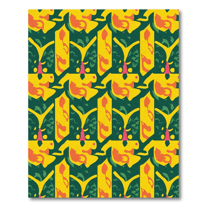 Golden Yellow Abstract Organic Forms Rug