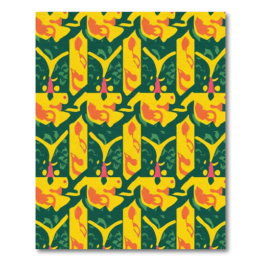 Golden Yellow Abstract Organic Forms Rug