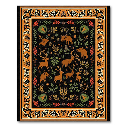 Whimsical Woodland Animal Border Foliage Rug