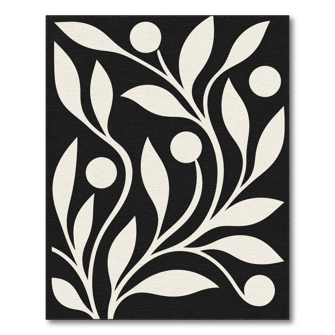Black and White Abstract Area Black White Abstract Leaf Area Rug