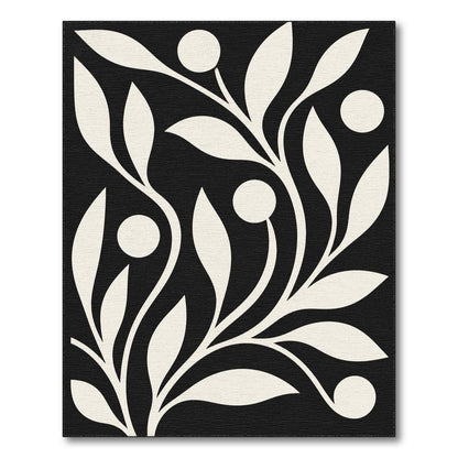 Black and White Abstract Area Black White Abstract Leaf Area Rug