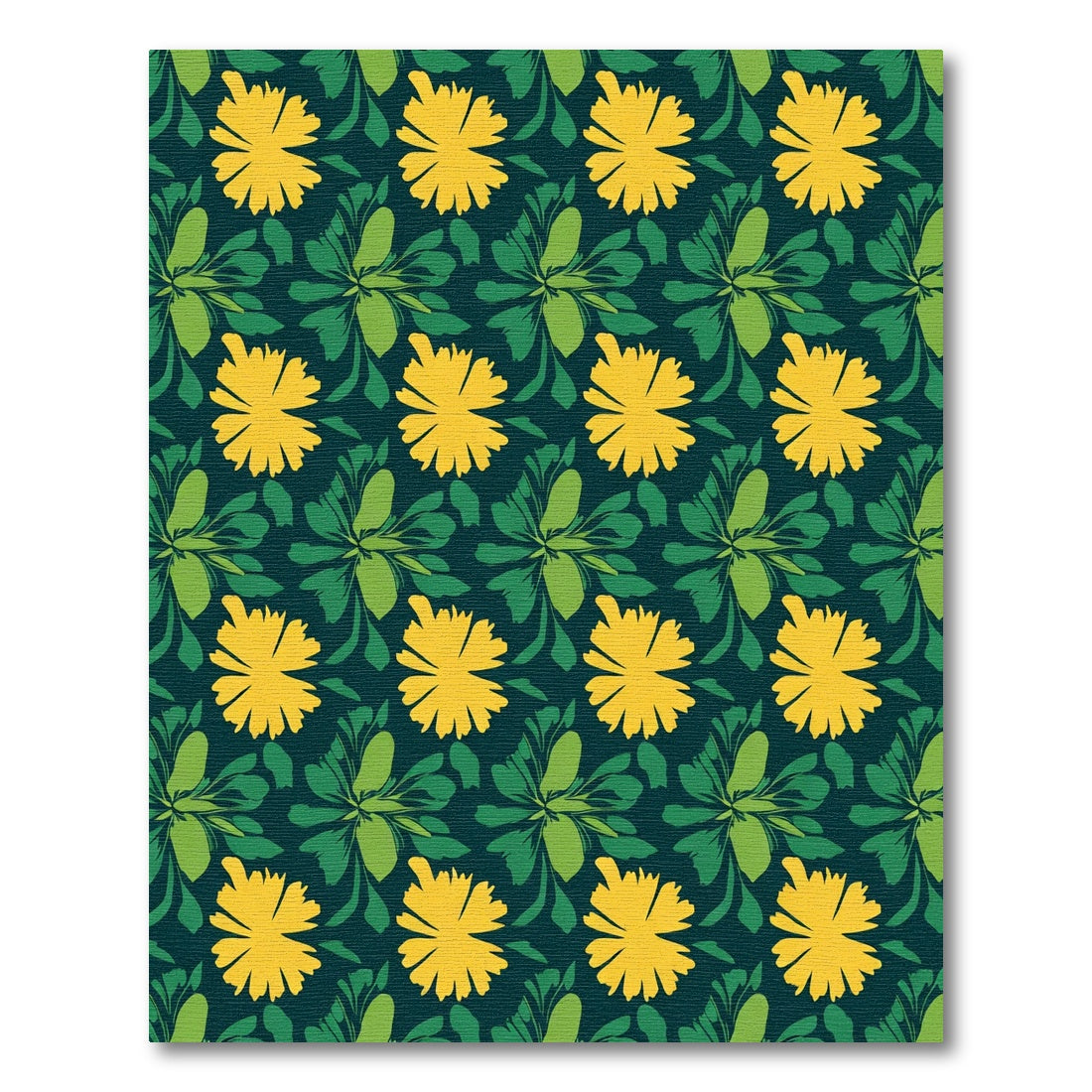 Yellow Flower Green Leaf Background Rug