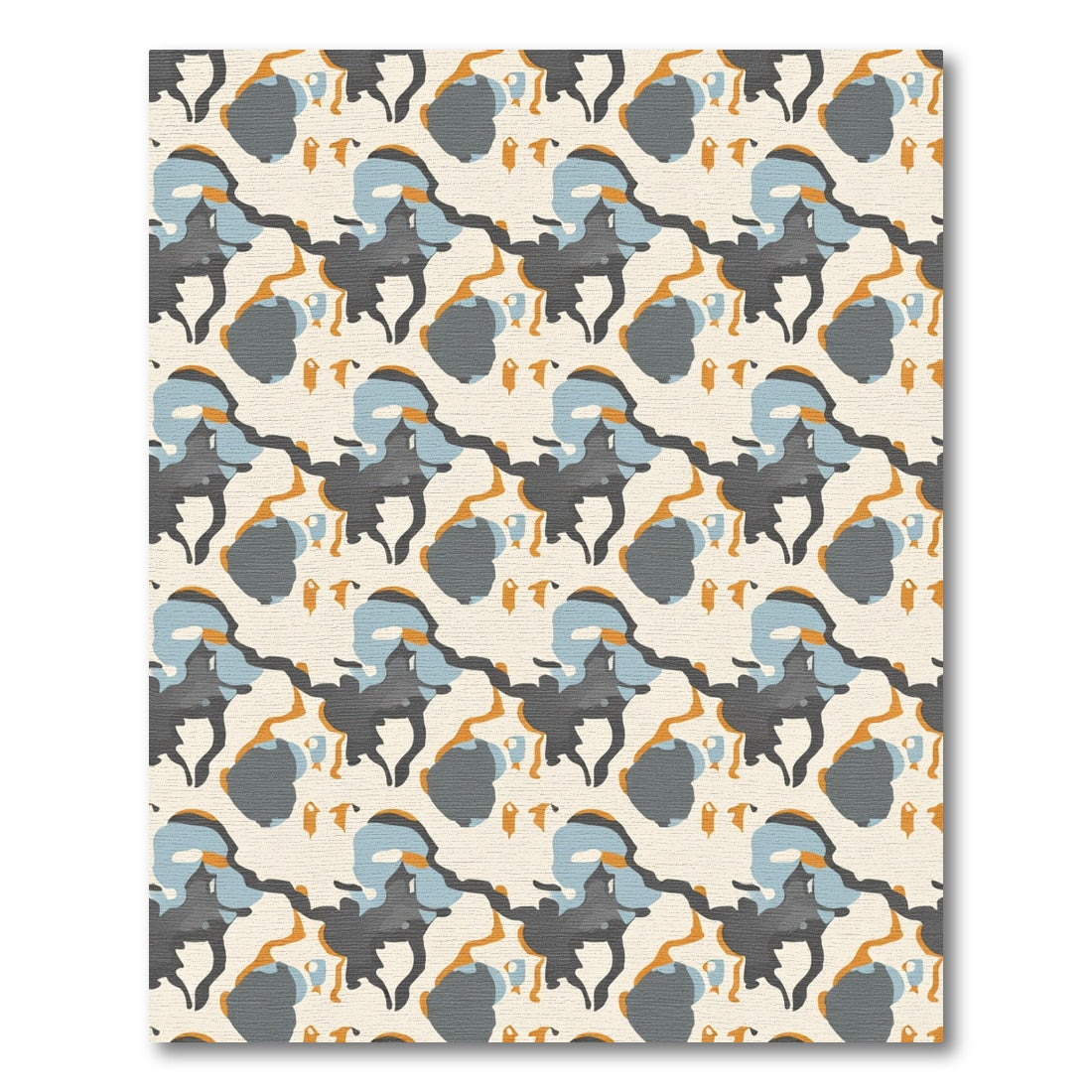 Gray Blue Ochre Organic Flow Rug